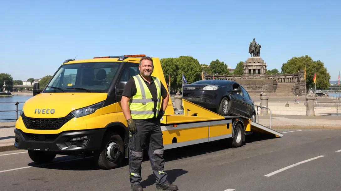 Abschleppwagen von Tow Now im Einsatz in Koblenz