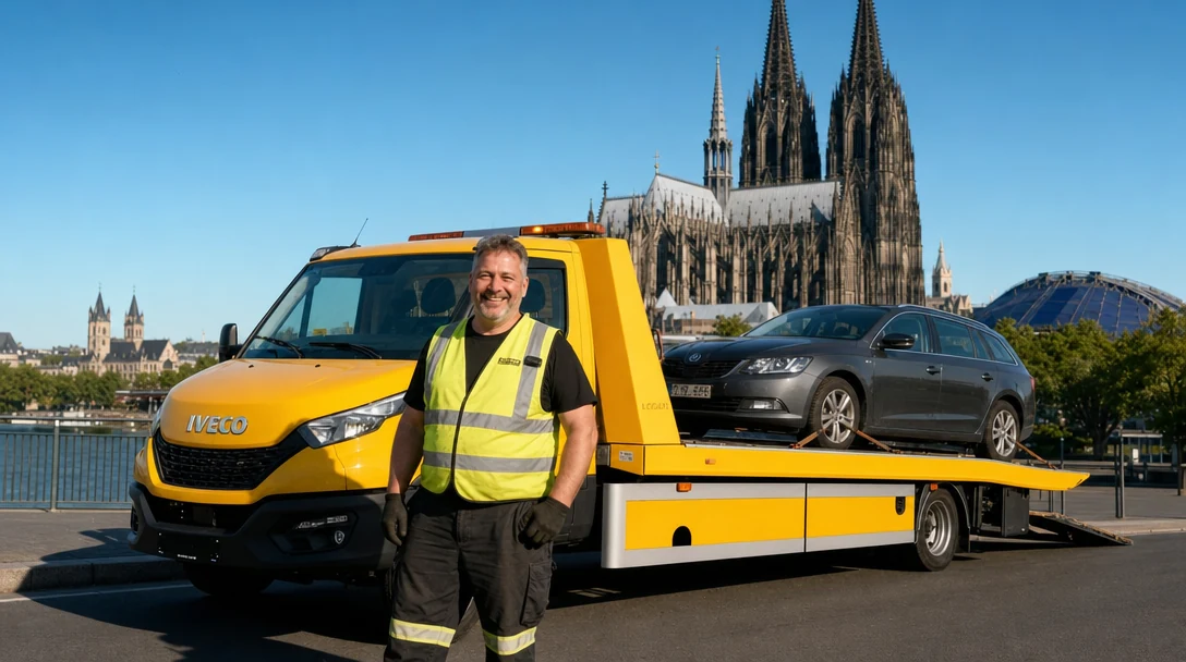 Abschleppwagen von Tow Now im Einsatz in Köln