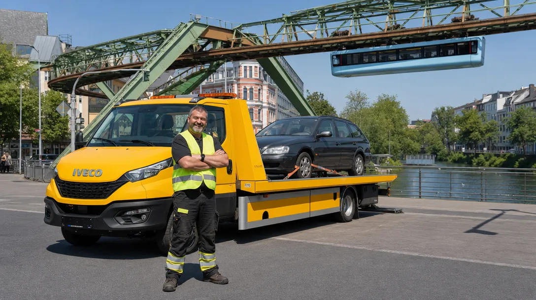 Abschleppwagen von Tow Now im Einsatz in Wuppertal